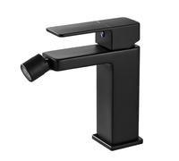Coleniny Modern Bidet Tap Bathroom Black Single Lever Bidet Tap with Rotatable Spout Height 110 mm Washbasin Tap for Bathroom Sink Square Brass G3/8 Connection Hose