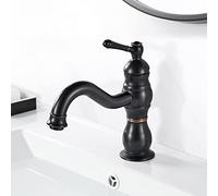 Coleniny Washbasin Taps, Black Matt Tap, 360° Swivelling Brass Single Lever Mixer Tap for Bathroom, G3/8 Hose, EU Standard