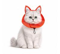 Colenumone cat Cone,Dog Cone Adjustable E-Collar for Cats and Dogs,Orange,M | Adorable fox-ear design,breathable mesh fabric,adjustable drawstring for secure fit,lightweight,prevents licking&biting