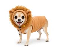 Colenumone dog costume Cosplay Outfit, Pet Mane Hood & Vest Set Yellow S | lion mane hood with adjustable chin cord, soft fleece vest for cozy warmth