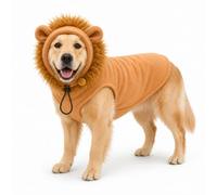 Colenumone dog costume Cosplay Outfit, Pet Mane Hood & Vest Set Yellow XL | lion mane hood with adjustable chin cord, soft fleece vest for cozy warmth