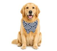 Colenumone Puppy Collar (with D-Ring) and Adjustable Bandana, Navy Blue,M | Soft breathable fabric,secure quick-release buckle,metal D-ring for leash attachment,adjustable strap,two stylish patterns.