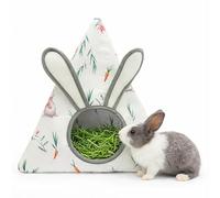 Colenumone Soft Cotton Bunny Hay Feeder Bag, Cute Triangle Rabbit Hay Holder with 3D Ears, Hanging Hay Dispenser for Guinea Pigs, Chinchillas & Small Pets, Breathable & Washable Cage Accessories