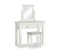 Colette White Dressing Table Set With Swivel Mirror & Stool - By Roseland Furniture