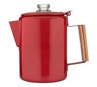 COLETTI Camping Coffee Pot - Camping Coffee Makers, Coffee Percolator - America's Sleekest Percolator - No Aluminum or Plastic [Red, 9 cup]