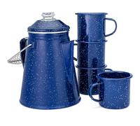 COLETTI Classic Enamel Coffee Set - 12 Cup Percolator & 4-Pack Enamel Mugs - Complete Coffee Camping Set for Campers - Camping Coffee Pot & Camping Mugs
