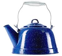 COLETTI Classic Short Camping Kettle - Enamel Camp Kettle, Compatible with Stovetop - The #1 Enamelware for Camping [Blue Enamel]