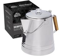 COLETTI Scoutmaster Camping Coffee Pot - Huge Camp Percolator, Coffee Pot - Large Coffee Makers, No Aluminum or Plastic - Hardwood Handle - [24 Cup]