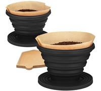 COLETTI Sierra Pour Over Coffee Dripper - Collapsible Pour Over Coffee Dripper - Includes Pack of Paper Filters [Black, Pack of 2]