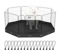 Colewin Dog Playpen Bottom Pad, Floor Protector Dog Playpen Bottom Cover for 24in 8 Panels Play Pen, Dog Pen Bottom Cover Doubles as Top Cover (Black)(Playpen Not Included)