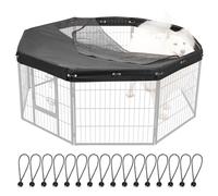 Colewin Dog Playpen Cover,Top Dog Pen Cover for 24in 8 Panels Play Pen,Escape-Proof Playpen Covers Indoor/Outdoor(Black, with Half Mesh)(Playpen Not Included)