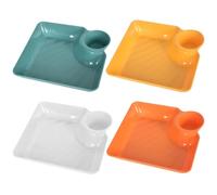 Colexy 2-in-1 Snack Bowl and Dip Bowls, Serving Plates, Set of 4 Chips Bowl with Dip Bowl, Serving Plates Tray 18.7 x 17 x 2 cm Tapas Bowls, Serving Bowls Set for Appetizers Dips and Snacks (A)