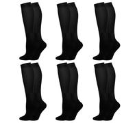 Colexy 6-Pack Compression Socks for Women & Men, Elastic Support Stockings, Graduated Support, Non-Slip, Breathable, Ideal for Running, Sports, Travel (Black, S/M, L/XL)