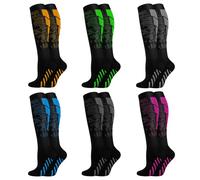 Colexy 6-Pack Compression Socks for Women & Men, Elastic Support Stockings, Graduated Support, Non-Slip Breathable Flight Socks, Ideal for Running, Sports, Travel (Colorful, L/XL)