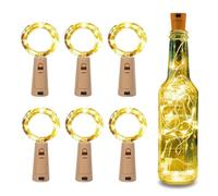 Colexy Bottle Lights, Pack of 6 Cork Light Warm White Fairy Lights for Bottles, Battery Operated, for Christmas, Wedding, Party Decoration (20 Lights)