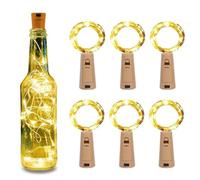 Colexy Bottle Lights, Pack of 6 Cork Light Warm White Fairy Lights for Bottles, Battery Operated, for Christmas, Wedding, Party Decoration