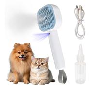 Colexy Cat Brush Steam, Rechargeable Steam Cat Dog Brush, Self-Cleaning Grooming Brushes with 2 Spray Modes, Pet Grooming Tool for Hair Removal, Massage, Static Reduction for Cats Dogs (White Blue)
