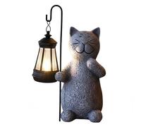 Colexy Cat Statue Solar Garden Ornaments Outdoor, Solar Cat Garden Ornament with Lantern, Waterproof Gardens Statue Figurine Sculpture Cats Accessories, for for Gardens Yard Decor, 10.8x10.5x19.5 cm
