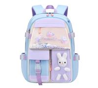 Colexy Kawaii Bunny Primary Girls Backpacks Elementary School Bags Bookbags with Refrigerator Front Pocket (Blue)
