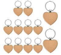 Colexy Pack of 12 Beech Wood Key Chains DIY Blank for Painting Crafts Key Ring for Women Men Wooden Pendant Hanging Decoration for Handbag Purse Mobile (Heart)