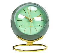 Colexy Table Clock Analogue Vintage Quartz Alarm Clock Without Ticking, Alarm Clock Analogue Without Battery, Green Alarm Clock Quartz Silent with Night Light for Bedroom, Bedside, Desk, Shelf, Office