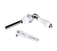 Colexy Toilet Handle Replacement Cistern Lever, Universal Toilet Flush Lever Kit, White Ceramic & Stainless Steel, Adjustable Arm