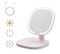 Colexy Travel Makeup Mirror with LED Light, Portable Travel Mirror Slim LED Vanity Lighted Rechargeable Foldable with 3 Lighting Modes Dimmable Touch Screen (Pink)