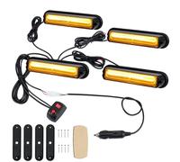 COLFULINE Car Emergency Strobe Flashing, 4PCS COB Hazard Warning External Lamp, Amber Warning Beacon Light, 18 Flash Modes for Vehicle Truck Trailer Caravan Van Lorry DC12/24V