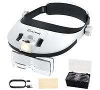 COLFULINE LED Head Magnifier with 5 Interchangeable Lenses & 3 Lighting Modes, Rechargeable Headband Magnifying Glass, Adjustable brightness, Ideal for Jewelry Repair, Electronics, Crafting & More