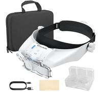 COLFULINE LED Headband Magnifier with 5 Interchangeable Lenses & 8X Loupe - Rechargeable, Touch Control, Adjustable Headband - Magnifying Glass Ideal for Jewelry Repair, Electronics, Crafting & More