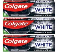 Colgate 3 x Advanced Charcoal Whitening Toothpaste 75ml | Deep Clean Whitening Paste with Activated Charcoal for Stain Removal, Fresh Breath, Enamel Protection and Healthy Gums | Fluoride Formula