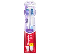 Colgate 360 Extra Soft Toothbrush for Sensitive Teeth and Gums with Tongue and Cheek Cleaner 2 Pack