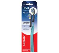 Colgate 360 Floss Tip Replaceable Head Toothbrush Starter Kit 2 Brush Heads and Metal Handle