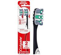 Colgate 360 Optic White Advanced Whitening Toothbrush, Adult Medium Toothbrush with Whitening Cups, Helps Whiten Teeth and Removes Odor Causing Bacteria, 2 Pack