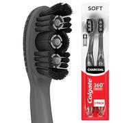 Colgate 360 Vibrate Charcoal Battery Operated Toothbrush Pack, Disposable Electric Toothbrushes with 1 AAA Battery Included, Whole Mouth Clean, 2 Pack, Black