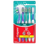Colgate 360 Whole Mouth Clean Toothbrush, Adult Medium Toothbrushes, 5 Pack