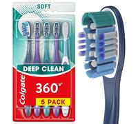 Colgate 360 Whole Mouth Clean Toothbrush, Adult Soft Toothbrushes, 5 Pack