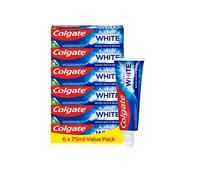 Colgate Advanced White Toothpaste, 6 x 75 ml - Whiter teeth in 10 Days - Clinically proven whitening - Teeth whitening toothpaste with micro-cleansin