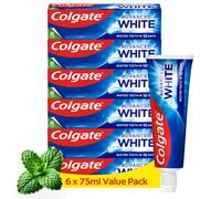 Colgate Advanced White Toothpaste, 6 x 75 ml - Whiter teeth in 10 Days - Clinically proven whitening - Teeth whitening toothpaste with micro-cleansing