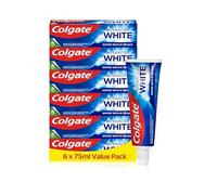 Colgate Advanced White Toothpaste, 75 ml (Pack of 6) | Clinically Proven Whitening Teeth whitening Toothpaste with Micro-Cleansing Crystals, Mint Flavoured
