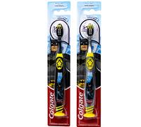 Colgate Batman Toothbrush for Children with Suction Cup, Kids 5+ Years Old, Extra Soft (Colors Vary) - Pack of 2
