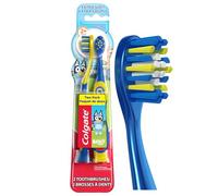 Colgate Bluey Extra Soft Toothbrush for Kids, Kids Toothbrush Pack with Built in Suction Cup Toothbrush Holder, Designed for Children Ages 2 and Up, Extra Soft Bristles, 2 Count (Pack of 1)
