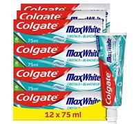 COLGATE - Colgate Max White Toothpaste, White Crystals, White Toothpaste, Recyclable Tube, 12 Tubes of 75ml