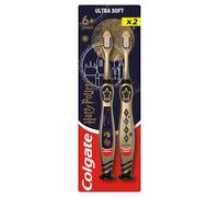 Colgate Harry Potter Kids Toothbrush 6+ Years, for Kids with Milk and Permanent Teeth, Cleans Hard-to-Reach Back Teeth, White Gold and Black Bristles, Suction Cup for Upright Storage
