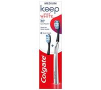 Colgate Keep 360 Max White Toothbrush Starter Pack - replaceable head toothbrush - reusable metal handle - 2x 360 Max White toothbrush replacement heads - stain removing cups