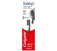 Colgate Keep Slim Soft Carbon Toothbrush Refill 2 Replaceable Heads I Soft Charcoal Bristles I Metal Handle | Remove Food and Plaque Along The Gum Line