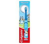 Colgate Kids Bluey Battery Toothbrush, Kids Toothbrush, Small Vibrating Head for Easy Access, Extra Soft Bristles for Gentle Cleaning, Easy On/Off Buttons, Slim Handle, AA Battery Included