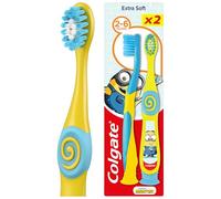 Colgate Kids Minions or Trolls Toothbrush 2-6 Years - Kids Toothbrush - Extra Soft bristles - Small Toothbrush Head - Soft Tongue Cleaner - Rounder Handle and Thumb Rest - Suction Cup