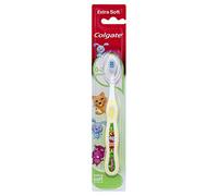 Colgate Kids Toothbrush 0-2 years - baby toothbrush - extra soft bristles - gently and effectively clean first teeth - small brush head - blue bristles toothpaste guide - non-slip handle