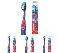 Colgate Kids Toothbrush 6-9 Years - Multi-Height Soft bristles Clean Big and Small Teeth - Rounded tip for Easy Reach of Back Teeth - Suction Cup for Upright Storage - White bristles Toothpaste Guide